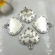 Hot 50pcs Zinc Alloy Plating Silver lettering MOM heart Charm Necklace Pend