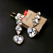 Alloy Crystal Heart Drop Earrings for Women Fashion Jewelry New Arrival Gol