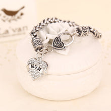 2015 hot selling vintage rhinestone heart love mom mother's day gift bracel