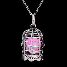 Bird Lockets Bell Necklace Silver Color Blue Pink Black White Ball Necklace