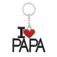 Rainbery Keychain With Letters I Love PAPA MAMA DAD MOM Red Love Heart Key