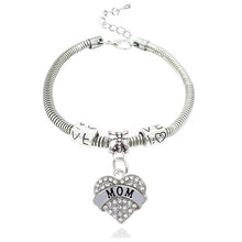 XIAOJINGLING Family Gift Mom Love Heart Crystal Rhinestone Bangle Bracelets
