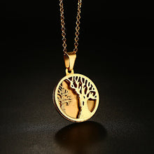 Womens Mens Choker Necklaces Stainless Steel Engraving Tree of Life Neckla