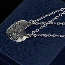 2PC Silver Plated Mother Daughter Necklace Silver Heart Love Mom Necklaces