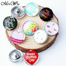 120pcs/lot Snap Jewelry I Love Mom Ginger Glass 18mm 20mm Snap Buttons Fit