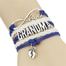 Infinity love mom grandma bracelet heart feet charm Bracelet for women Leat