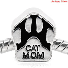 DoreenBeads European Charm Beads Cat's Paw antique silver "Cat Mom"Carved E