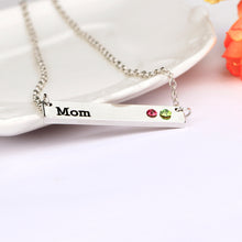 Birthstone Horizontal Bar Necklace Valentines Day Gifts For Wife Handstampe