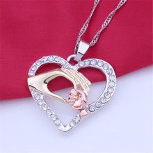 Mothers Day Gifts for Mom Hand in Hand Heart Necklace Fashion Rhinestone Zi