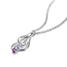 Personalized 925 Sterling Silver 3 Birthstone Necklace Pendants Birthday Mo