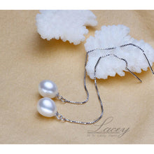 Real natural freshwater long Pearl Eearrings jewelry,925 sterling silver pe