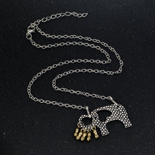 Elephant and Her Little Peanuts Necklace Animal Pendant Silver Color Neckla