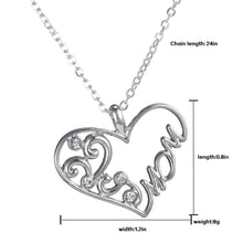 New Design Fashion Luxury Retro Moon Heart Pendant Necklace Mom Family lett
