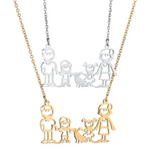 Gift for Mother Father 2 Children & Pet Family Pendant Necklace ,Stainless