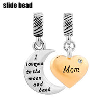 Fit Pandora charm bracelets Heart Moon Mom April Birthstone I Love You To T