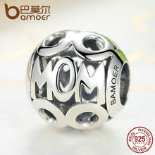 BAMOER Christmas Gift 100% 925 Sterling Silver MOM Pendant Charms for Mothe