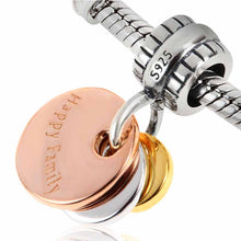 925 Sterling Silver Happy Family Charm Mom Dad Kids Pendant 3 Colors Beads
