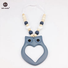 Let's Make Baby Teething Jewelry 4pc Chewable Silicone Owl Wooden Bead Teet