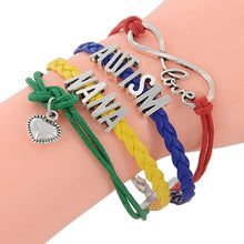 Unisex Handmade Letter Autism Silver Pendant Love Heart Woven Charm Bracele