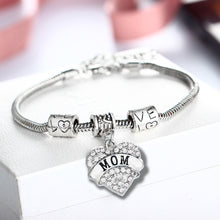 Mom Love Heart Pendant Charm Bracelelt For Mother Mom Bracelets For Women C