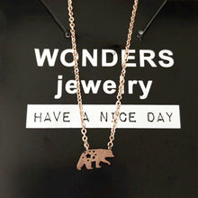 Mom Jewelry Hollows North Star Bear Pendant Women Necklace Gold Color Stain