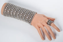 Multilayer stretch cuff bracelet ring sets wedding bridal crystal jewelry w