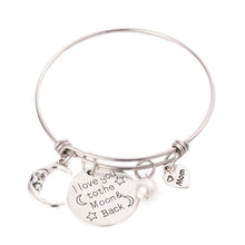 Silver Plated Girls I Love You To the Moon and Back Expandable Wire Bangle