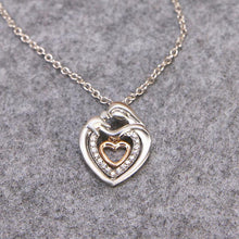 New Korean Heart Mom&Baby Necklaces Silver Color Women Pendant Jewelry Moth