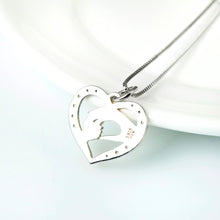 GNX11957 100% Real Pure 925 Sterling Silver Crystal Love Heart Necklace Mom
