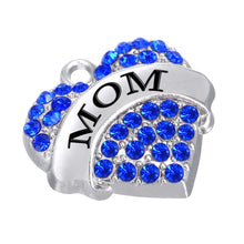 Skyrim 12pcs zinc alloy rhodium plated crystal Mom heart charms mama jewelr