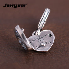 Mother's day I Love My Mom Hearts charm 925 Sterling Silver fit Bracelets n