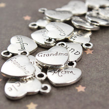 20pc 15mm Charms Heart Sister/Brother/Mom/Dad/Uncle/Aunt Tibetan Silver DIY