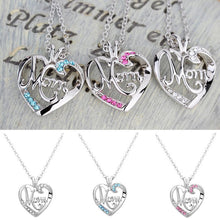 Love Mom Gift Crystal Rhinestone Pendant Necklace Jewelry Birthday Gift For