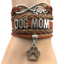 Drop Shipping 4 Colors Leather Braided Infinity Love Dog Mom Animal Tiger P