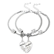 2PCS Silver Plated Mother Daughter Broken Heart Bracelet Bangle Mom Women G