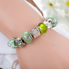 VIOVIA Jewelry Charm Bracelets & Bangles for Mom Green Crystal & Glass Bead