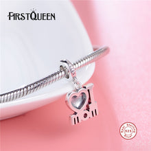 FirstQueen 925 Sterling Silver I Love Mom Enamel Bead Pendant Fit Bracelet