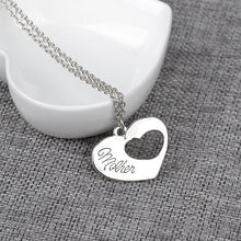 2 Pcs Family Jewelry Heart Couple Pendant Necklaces Danghter Mother Love Ne