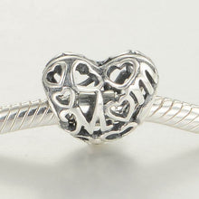 Openwork Heart Mom Charms Beads 925 Sterling Silver Jewelry Fits Pandora St