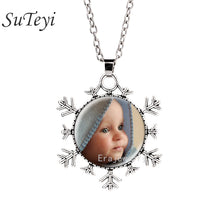 PERSONALIZED PHOTO snowflake necklace Custom Necklace Photo of Your Baby Ch