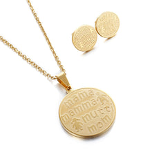 Mother's Day gift letter mama mom round pendant necklace and stud earrings