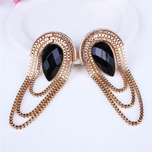 Egypt Hyperbole Vintage Fashion Earrings Retro Fan shaped With Black Crysta