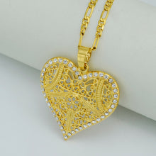 Anniyo Heart Pendant Necklaces for Women,Africa Necklace W/Stone,Arab Jewel