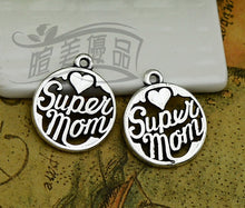 50pc/lot DIY jewelry accessories,18 mm ancient silver super mom pendants  f
