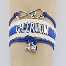 Infinity Love Cheer Mom Bracelets Cheer Charm Handmade Rope Leather Weave B