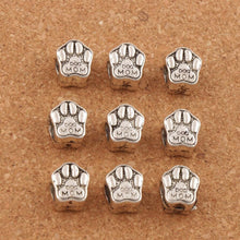 Dog Mom Foot Print Metal Big Hole Beads Fit European Charm Bracelet L1306 1