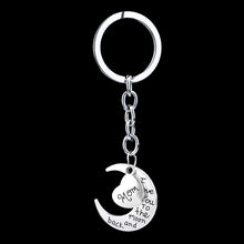 Fashion Mom Dad Son Daughter Heart Love Moon Pendant Family Keychain Key Ri