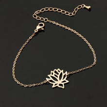 Stainless Steel Gold Charm Healing Lucky Lotus Flower Bracelets For Women B