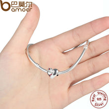 BAMOER Authentic 925 Sterling Silver MOM Red Heart Charms fit  Bracelets Mo