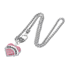 my shape GRANDMA Pendant Clear Blue Pink Heart Necklace Grandmother Grand M